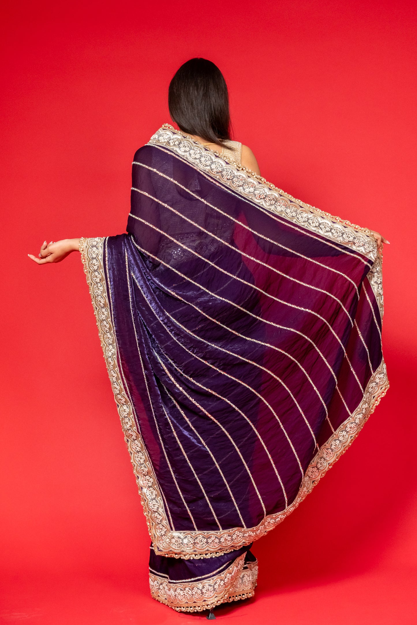 Midnight Royale Sequin Saree