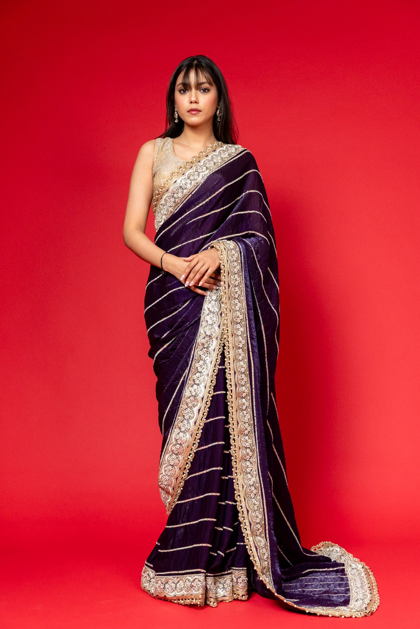Midnight Royale Sequin Saree