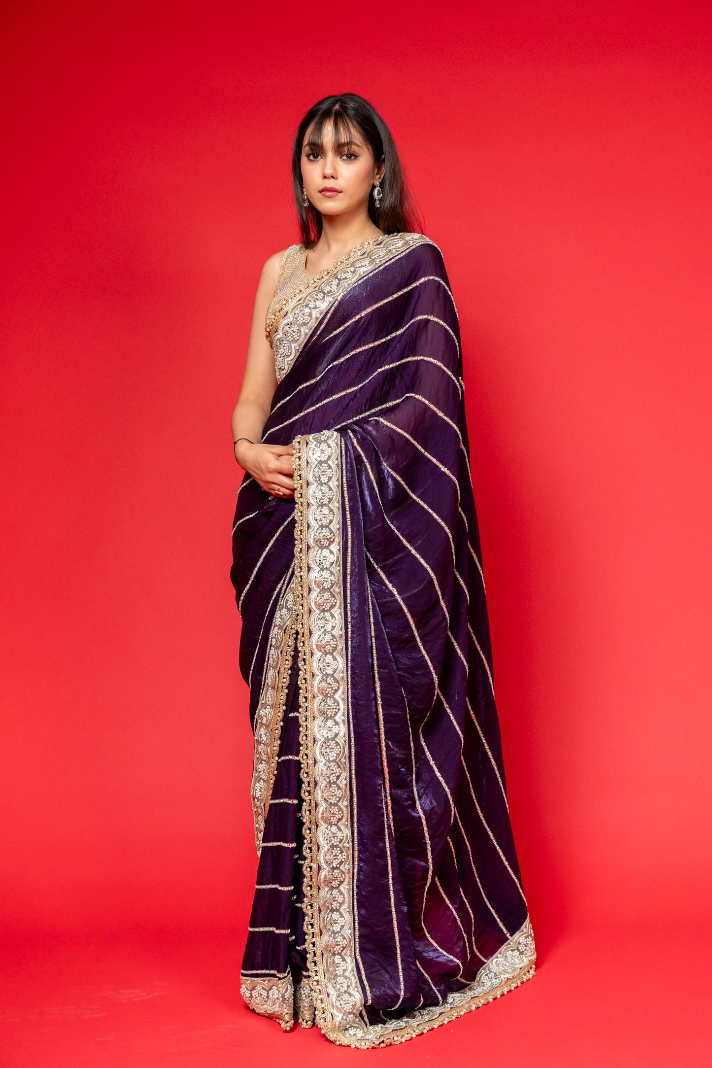 Midnight Royale Sequin Saree