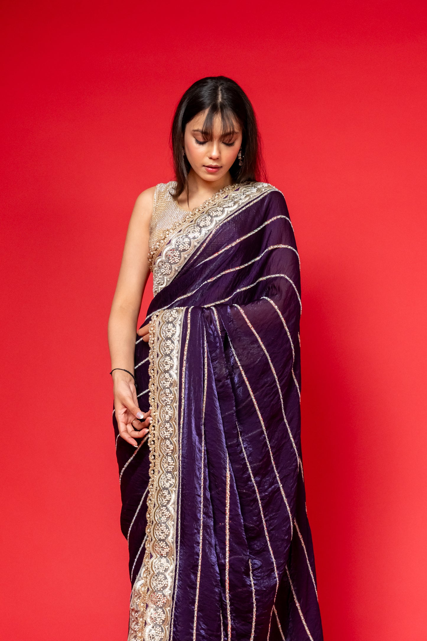 Midnight Royale Sequin Saree