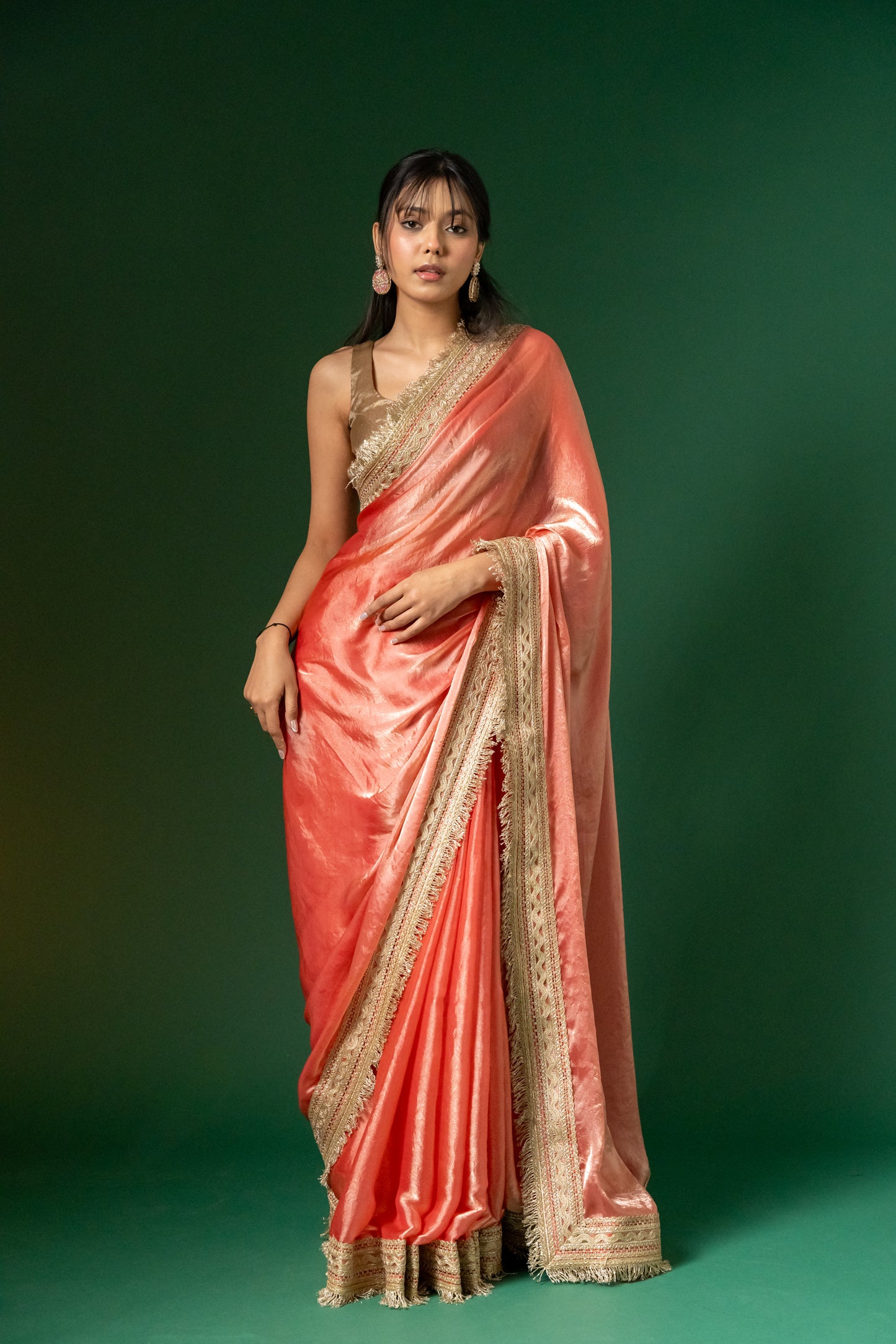 Coral Luxe Silk Saree