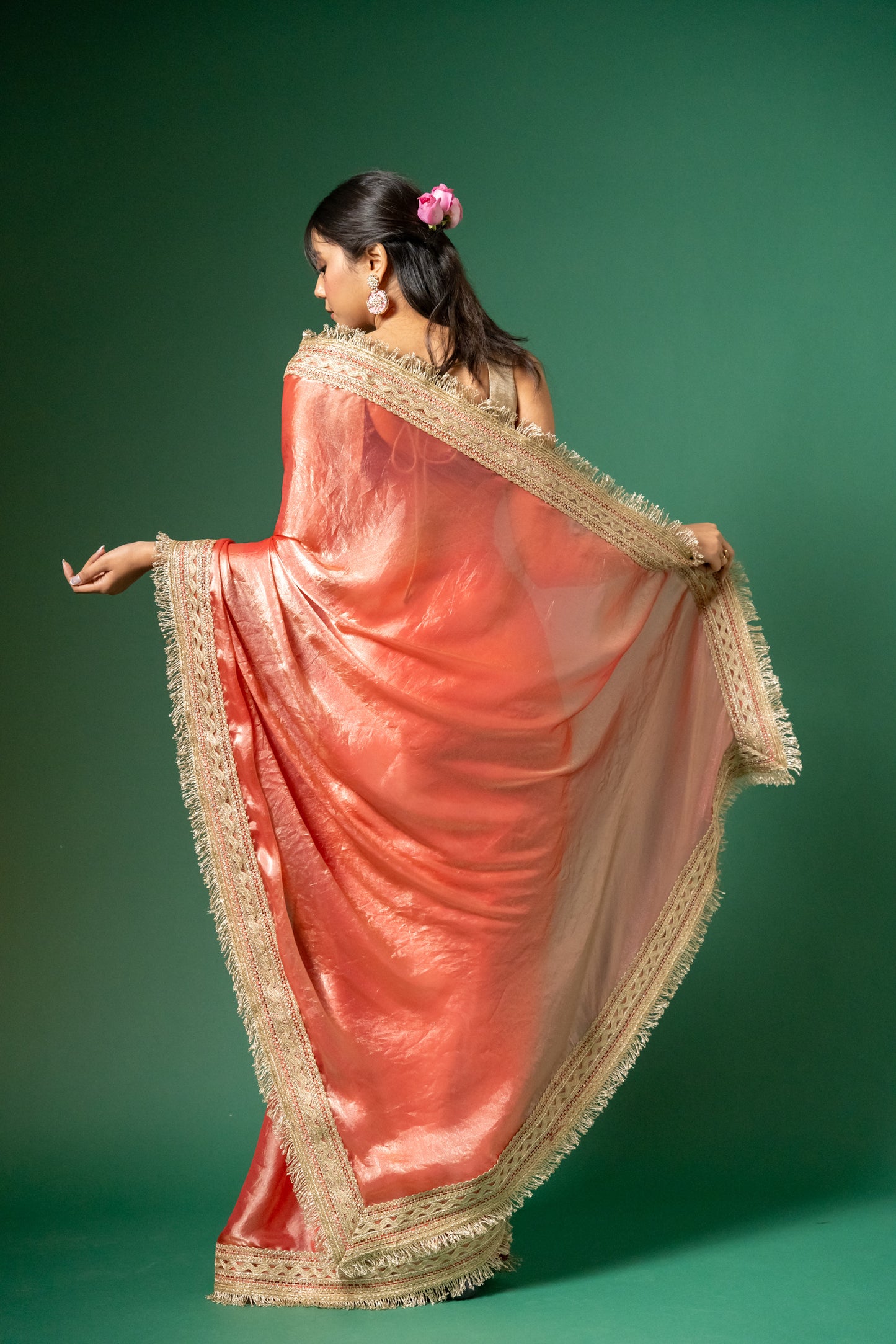 Coral Luxe Silk Saree