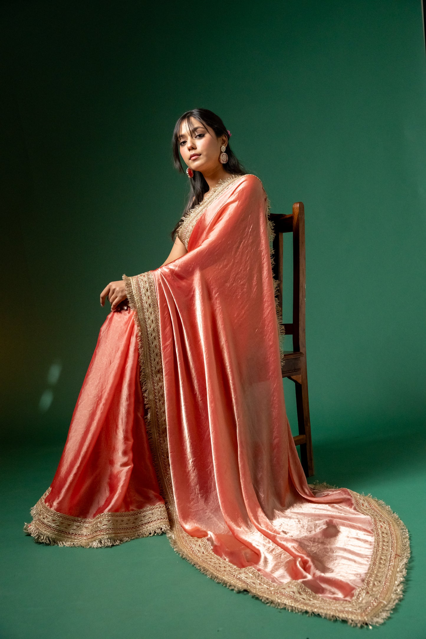 Coral Luxe Silk Saree