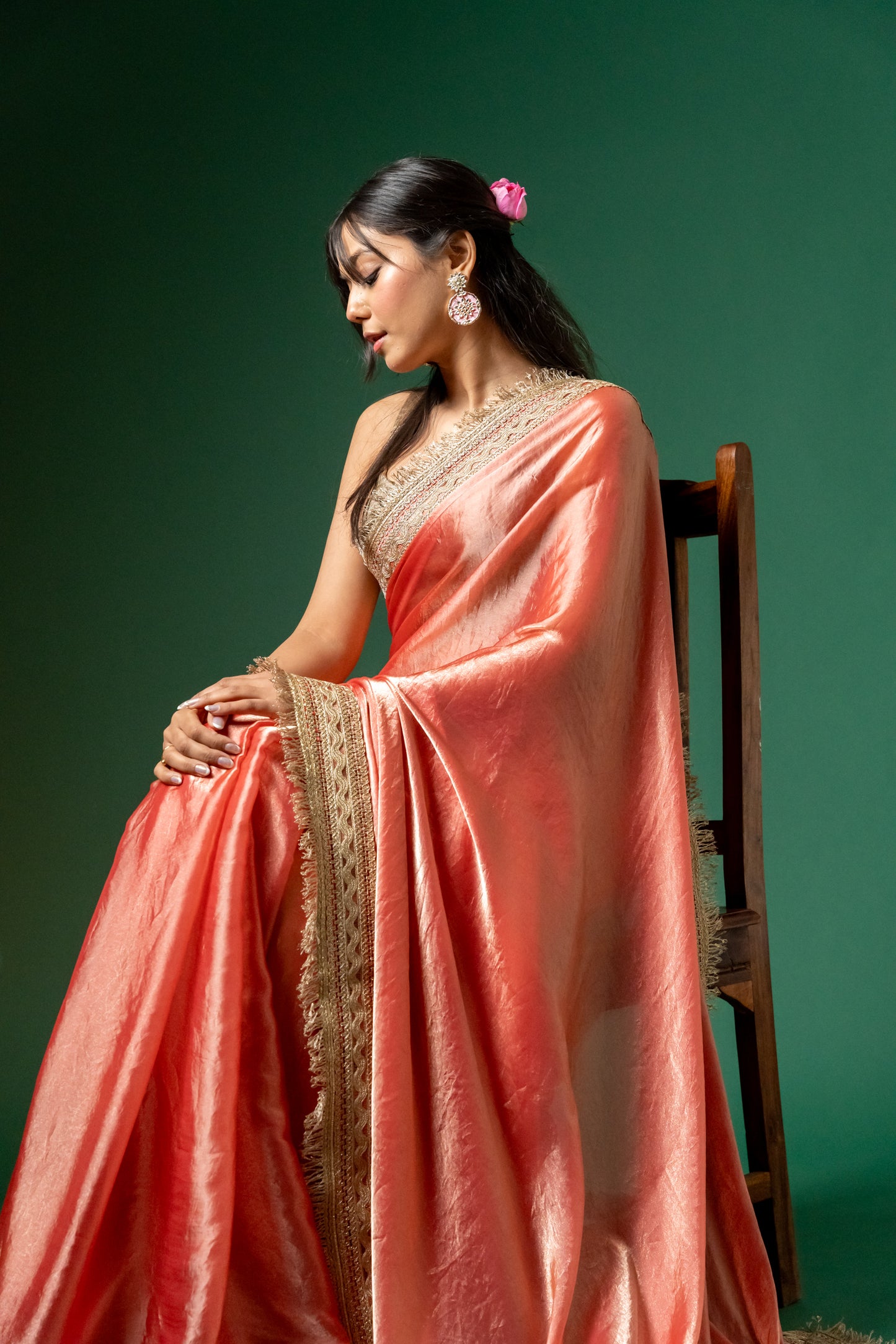 Coral Luxe Silk Saree